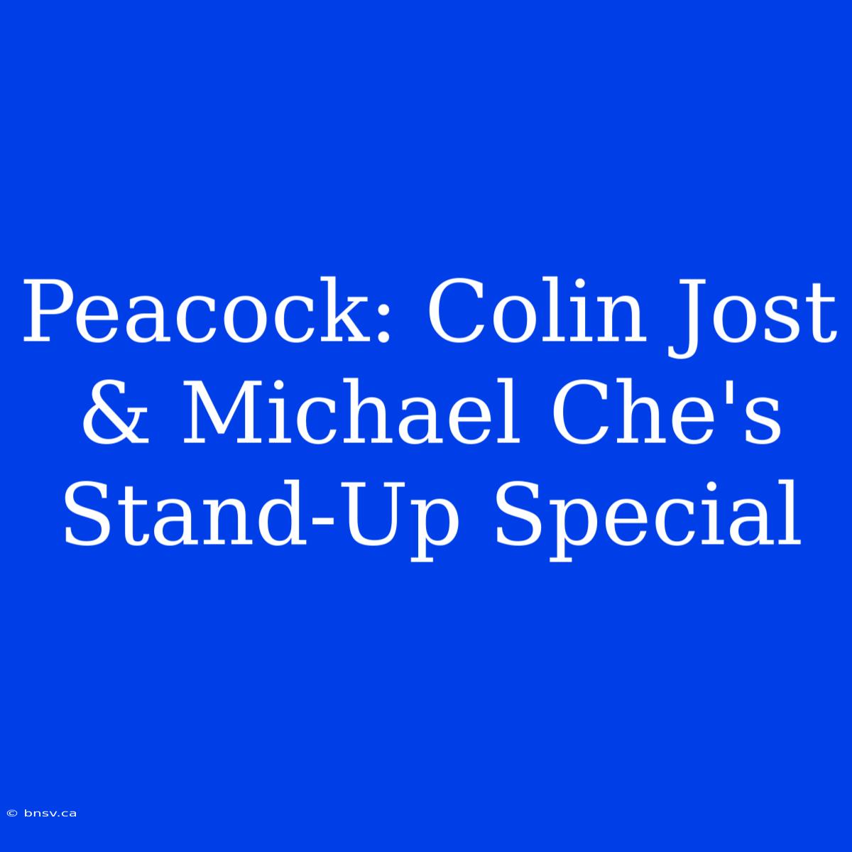 Peacock: Colin Jost & Michael Che's Stand-Up Special