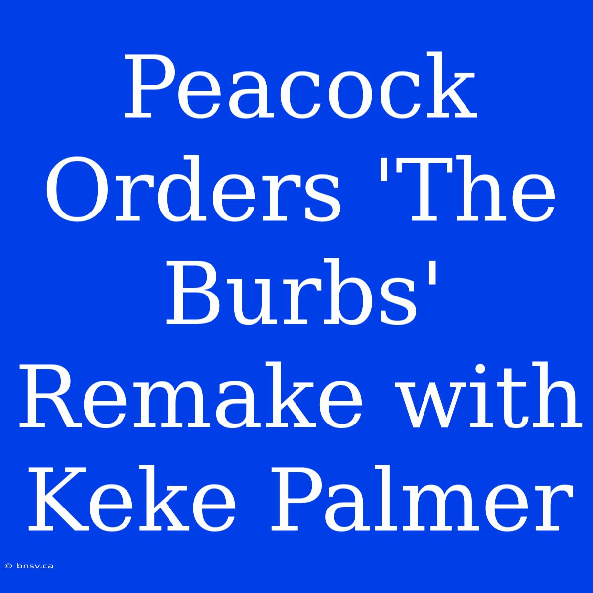 Peacock Orders 'The Burbs' Remake With Keke Palmer