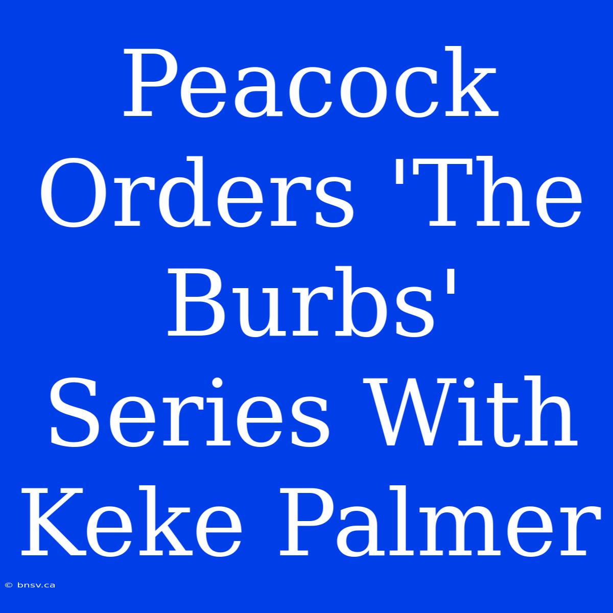 Peacock Orders 'The Burbs' Series With Keke Palmer