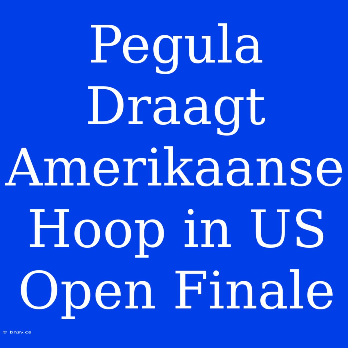 Pegula Draagt Amerikaanse Hoop In US Open Finale