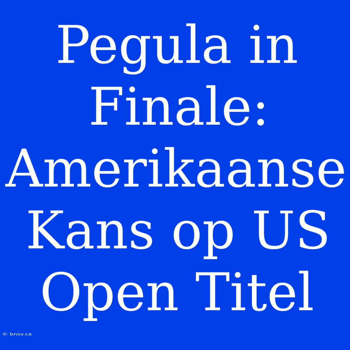 Pegula In Finale: Amerikaanse Kans Op US Open Titel