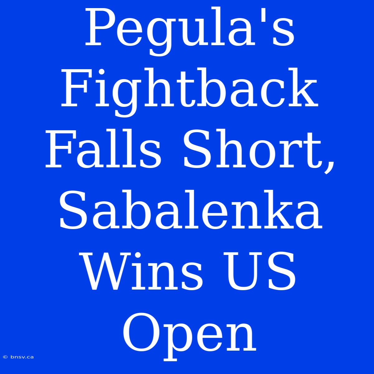 Pegula's Fightback Falls Short, Sabalenka Wins US Open