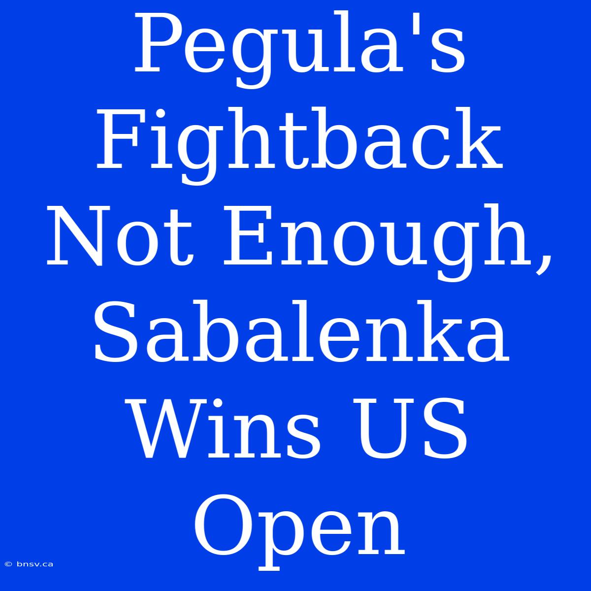 Pegula's Fightback Not Enough, Sabalenka Wins US Open