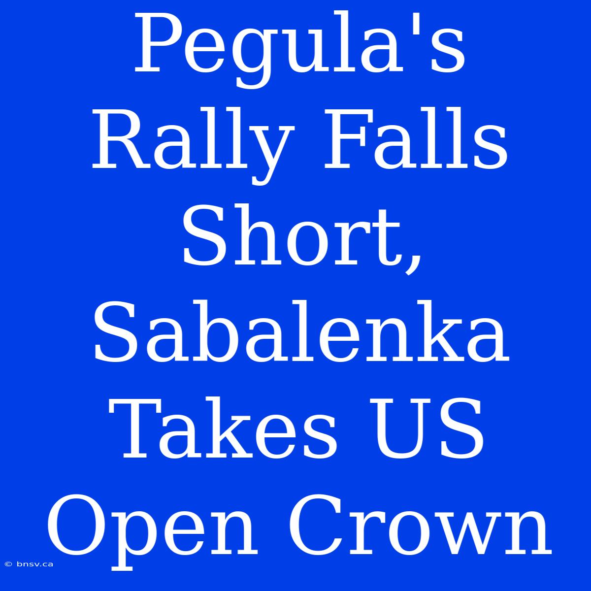 Pegula's Rally Falls Short, Sabalenka Takes US Open Crown