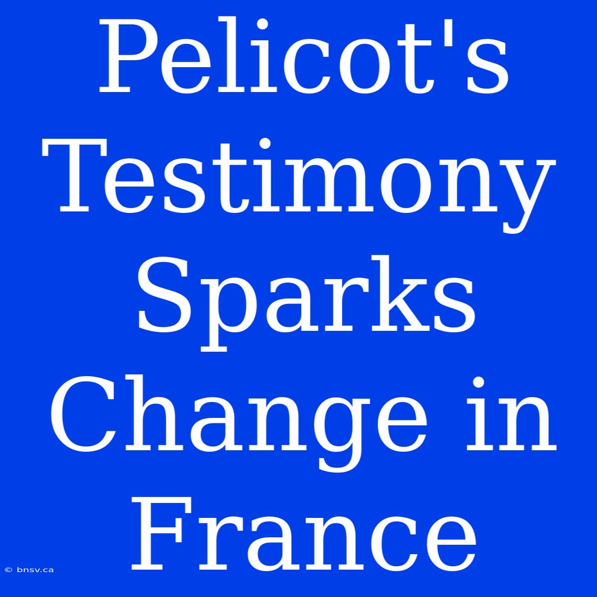 Pelicot's Testimony Sparks Change In France