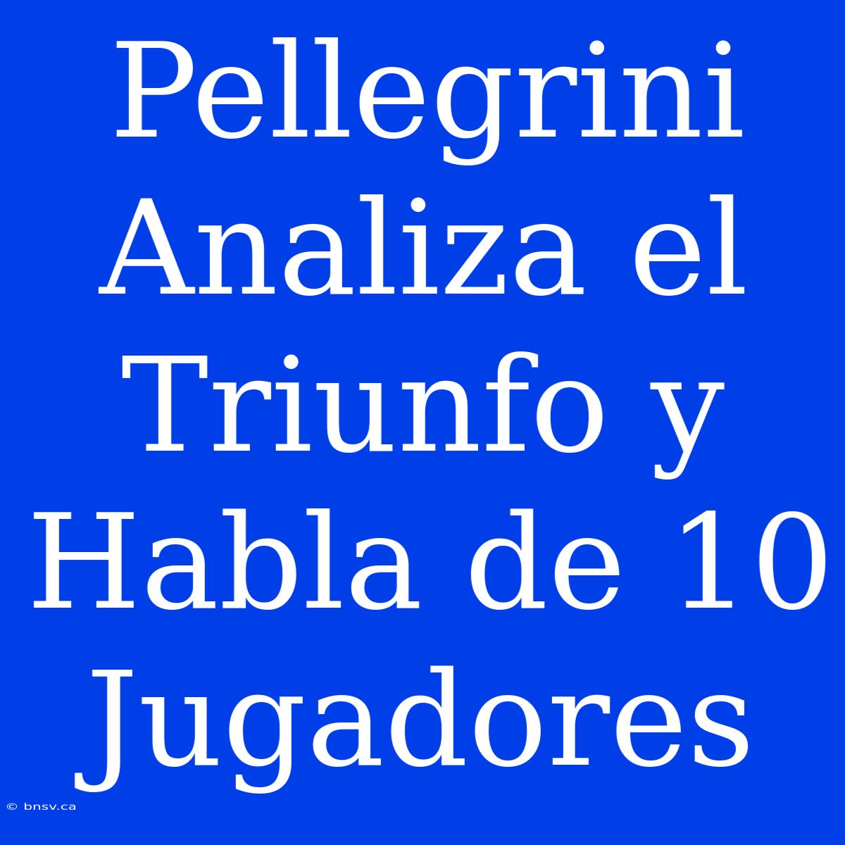 Pellegrini Analiza El Triunfo Y Habla De 10 Jugadores