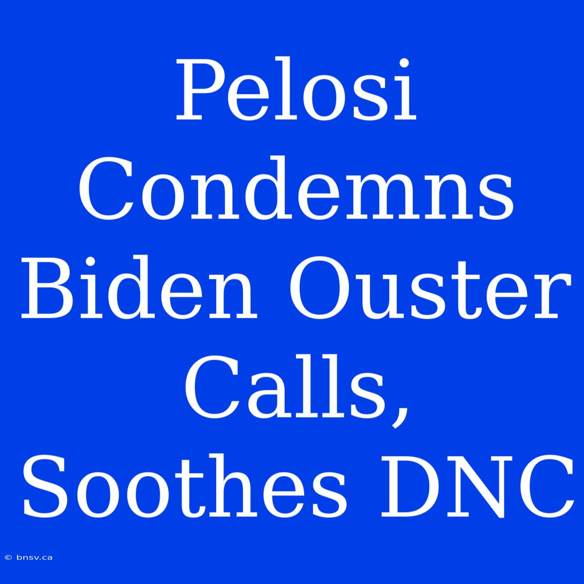 Pelosi Condemns Biden Ouster Calls, Soothes DNC