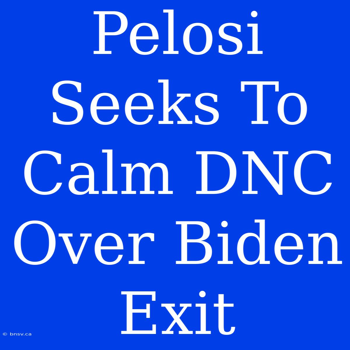 Pelosi Seeks To Calm DNC Over Biden Exit