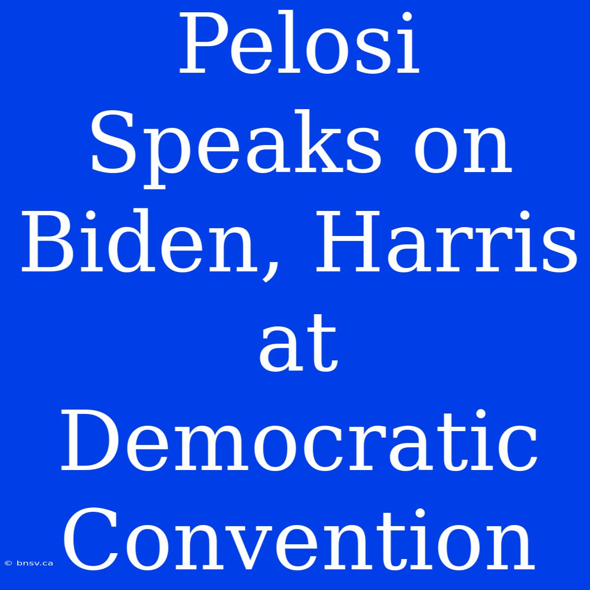 Pelosi Speaks On Biden, Harris At Democratic Convention