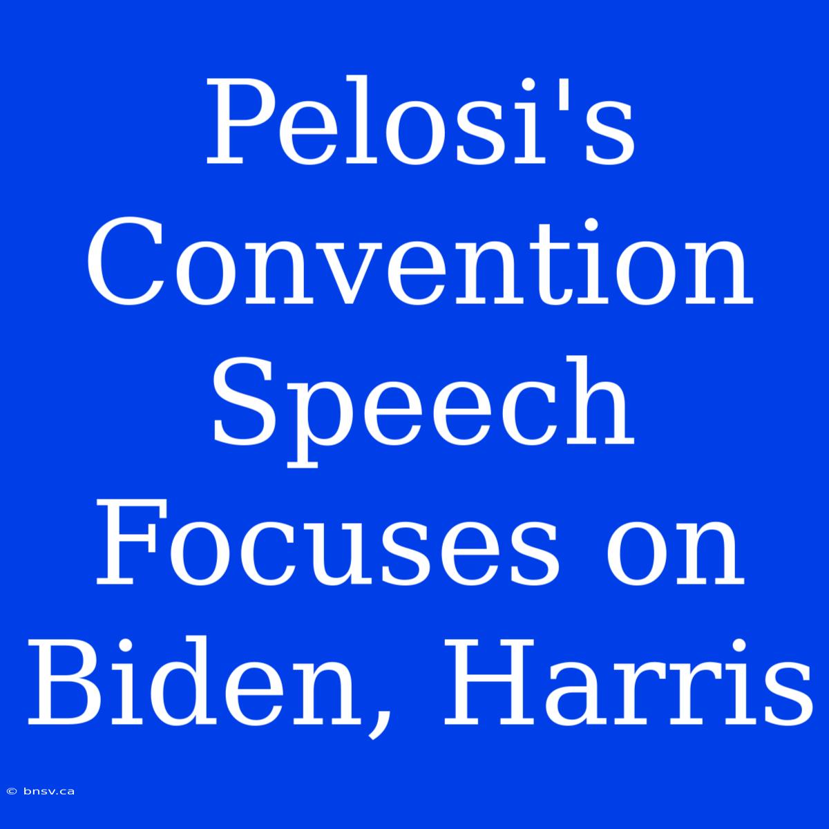 Pelosi's Convention Speech Focuses On Biden, Harris