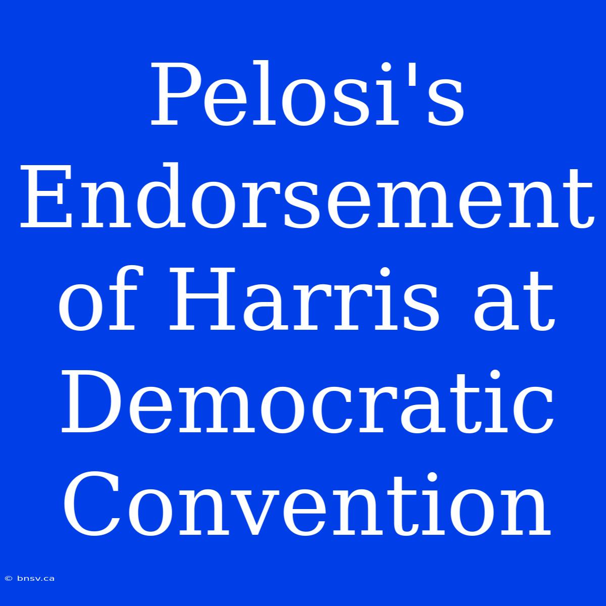 Pelosi's Endorsement Of Harris At Democratic Convention