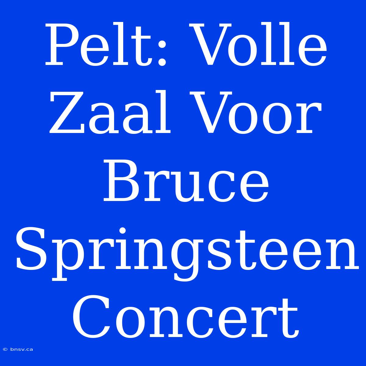 Pelt: Volle Zaal Voor Bruce Springsteen Concert