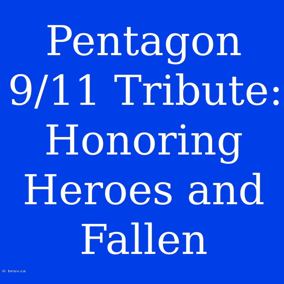 Pentagon 9/11 Tribute: Honoring Heroes And Fallen