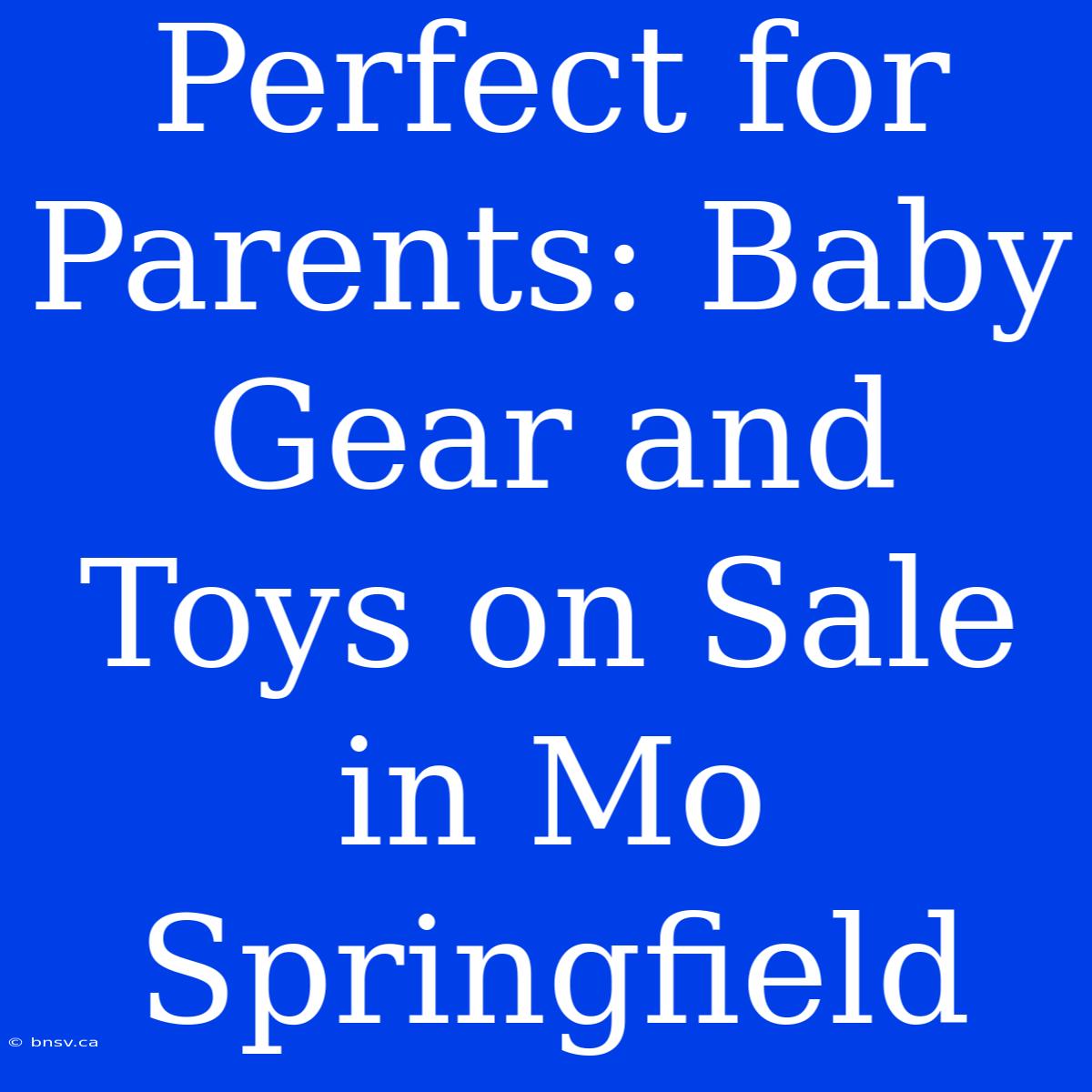 Perfect For Parents: Baby Gear And Toys On Sale In Mo Springfield