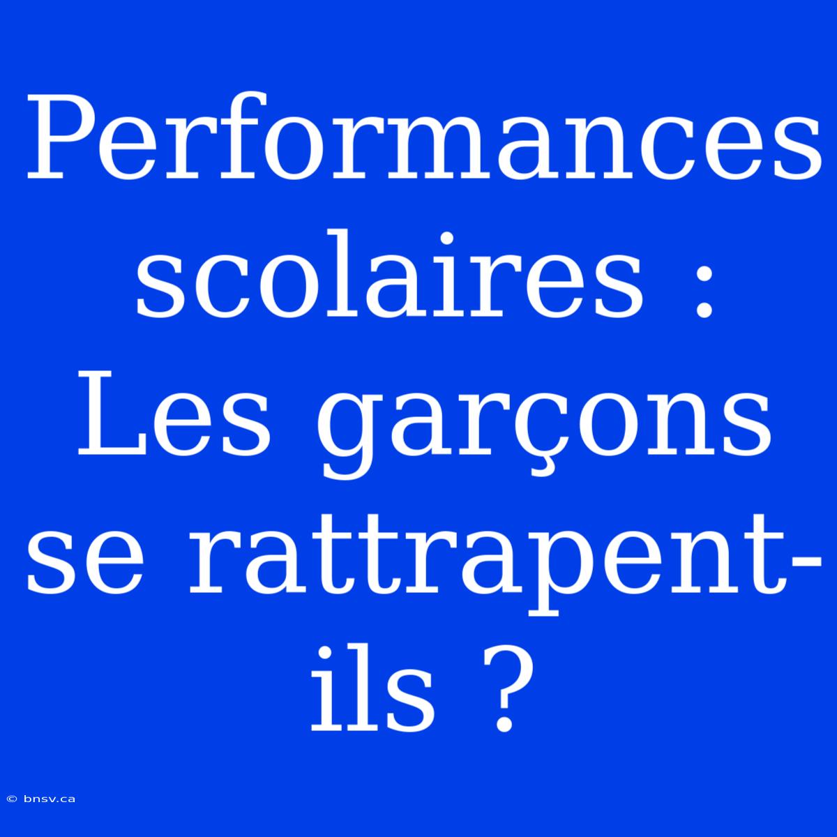 Performances Scolaires : Les Garçons Se Rattrapent-ils ?