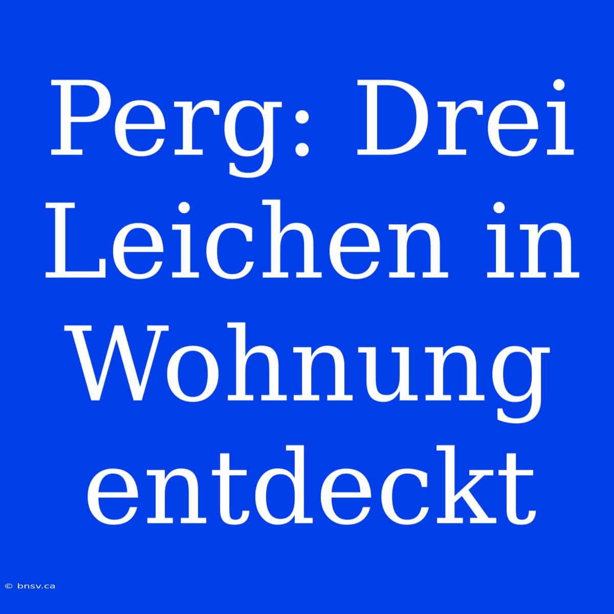 Perg: Drei Leichen In Wohnung Entdeckt