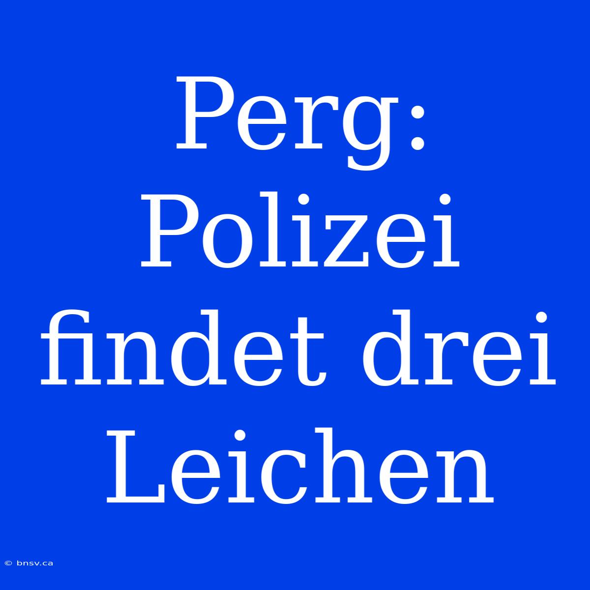 Perg: Polizei Findet Drei Leichen