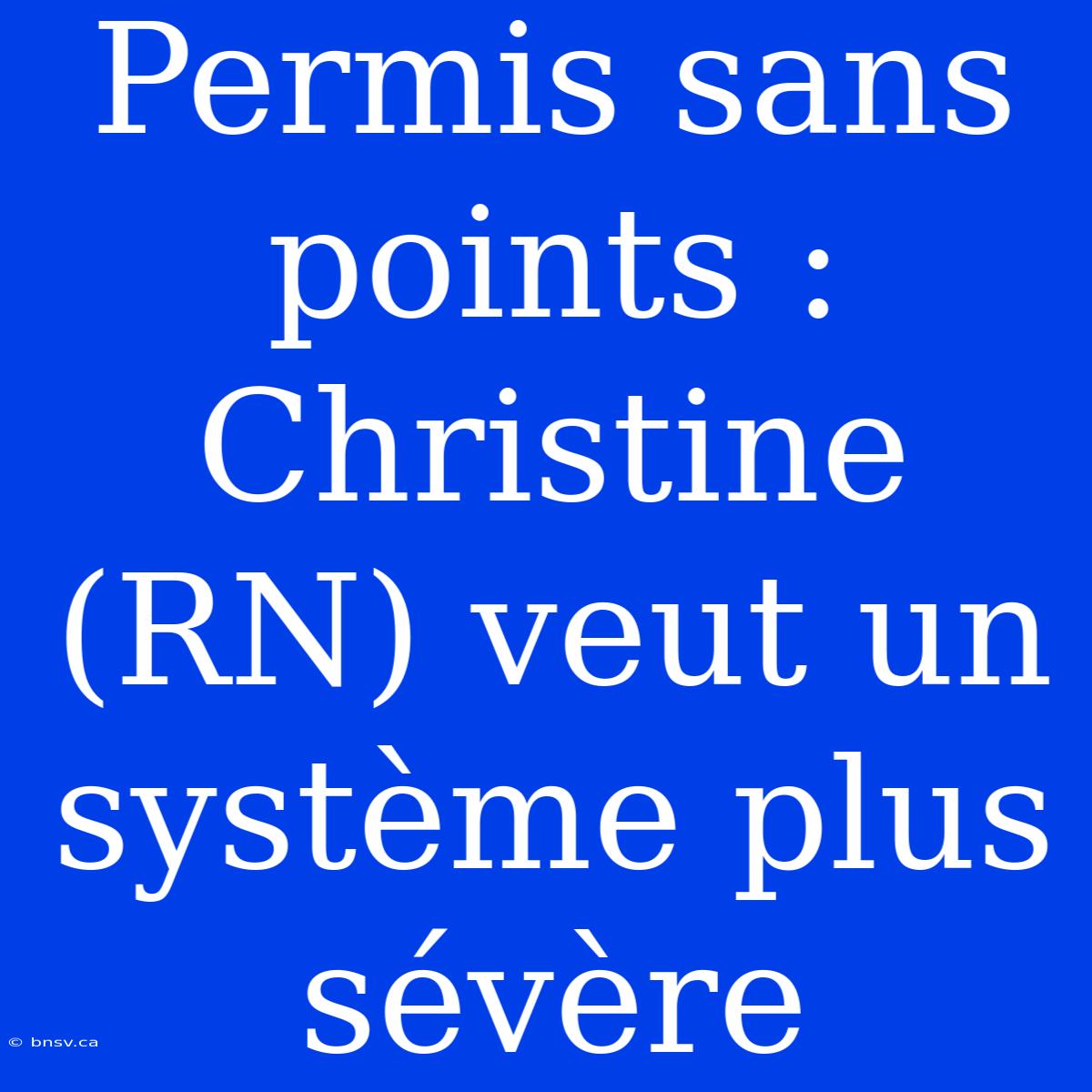 Permis Sans Points : Christine (RN) Veut Un Système Plus Sévère