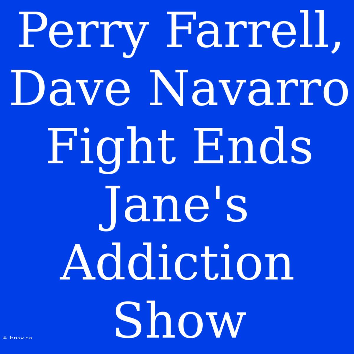 Perry Farrell, Dave Navarro Fight Ends Jane's Addiction Show