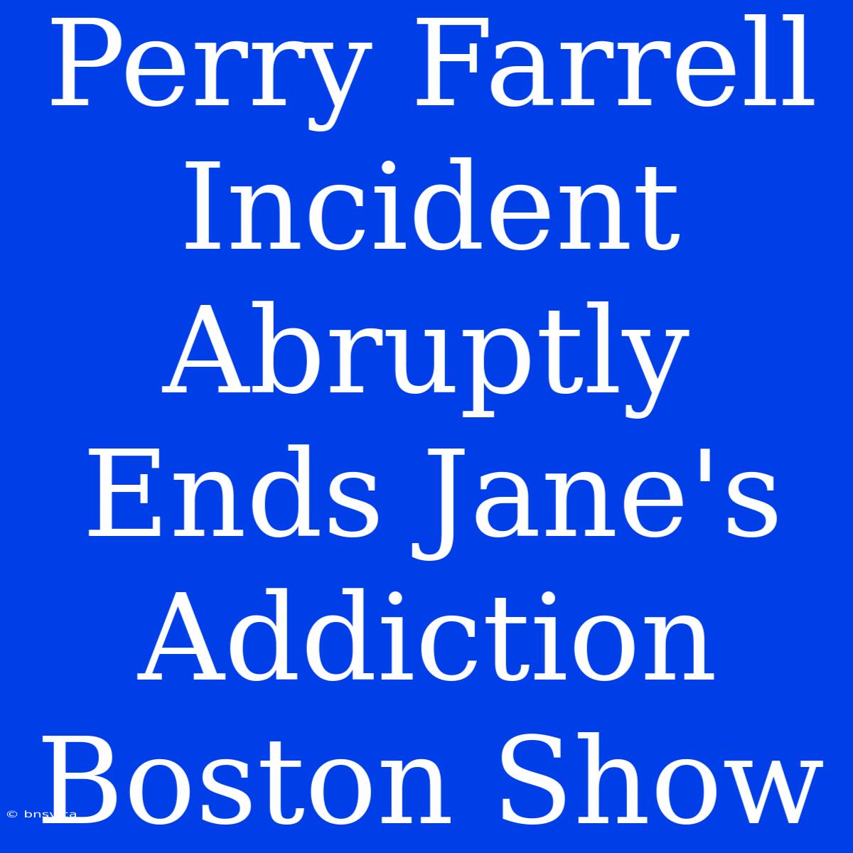 Perry Farrell Incident Abruptly Ends Jane's Addiction Boston Show