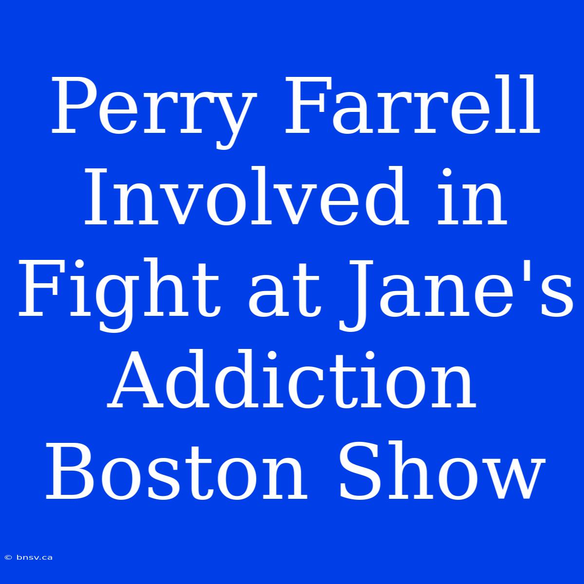 Perry Farrell Involved In Fight At Jane's Addiction Boston Show