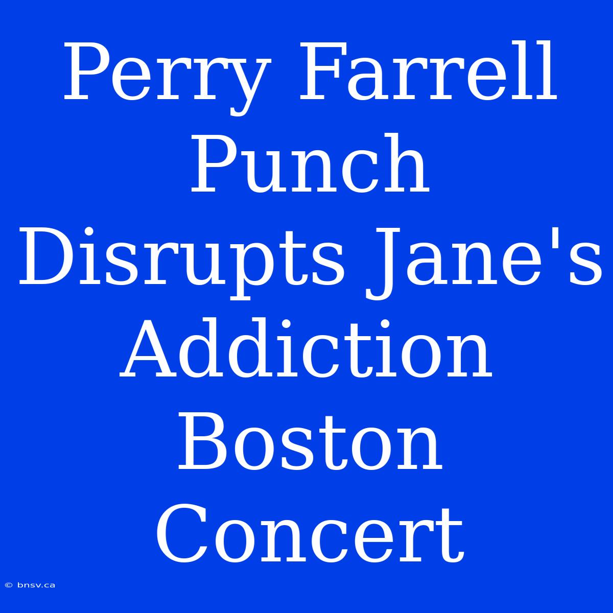 Perry Farrell Punch Disrupts Jane's Addiction Boston Concert