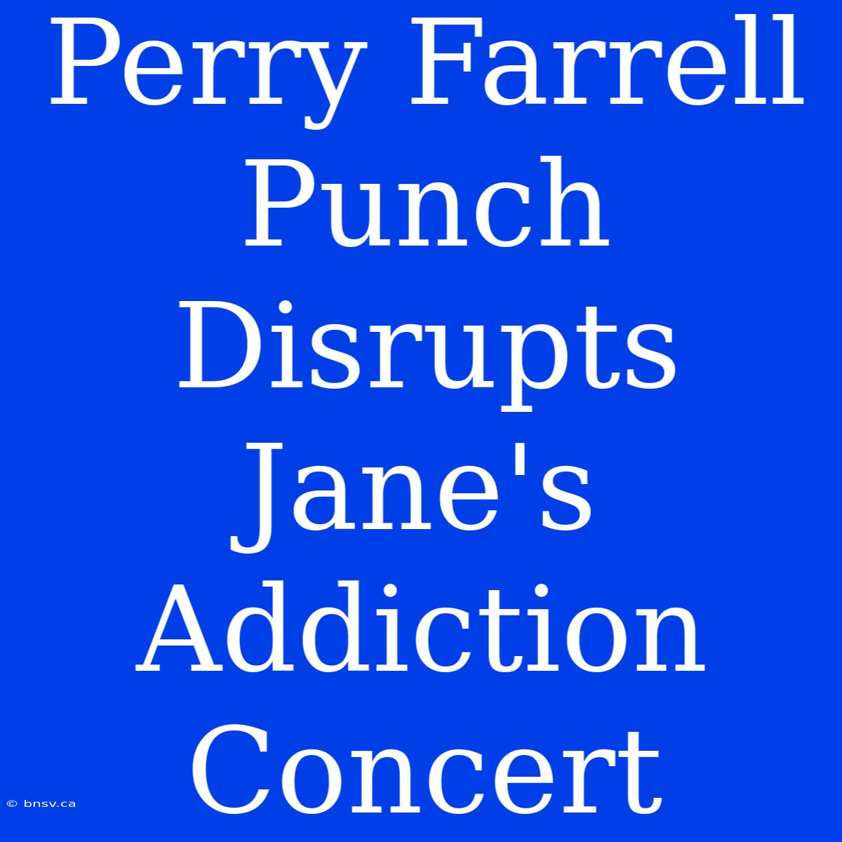 Perry Farrell Punch Disrupts Jane's Addiction Concert