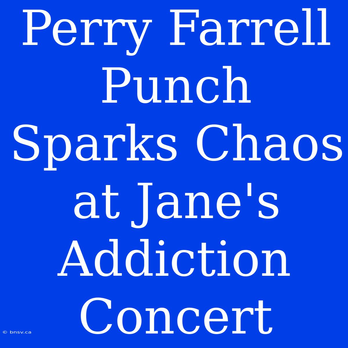 Perry Farrell Punch Sparks Chaos At Jane's Addiction Concert