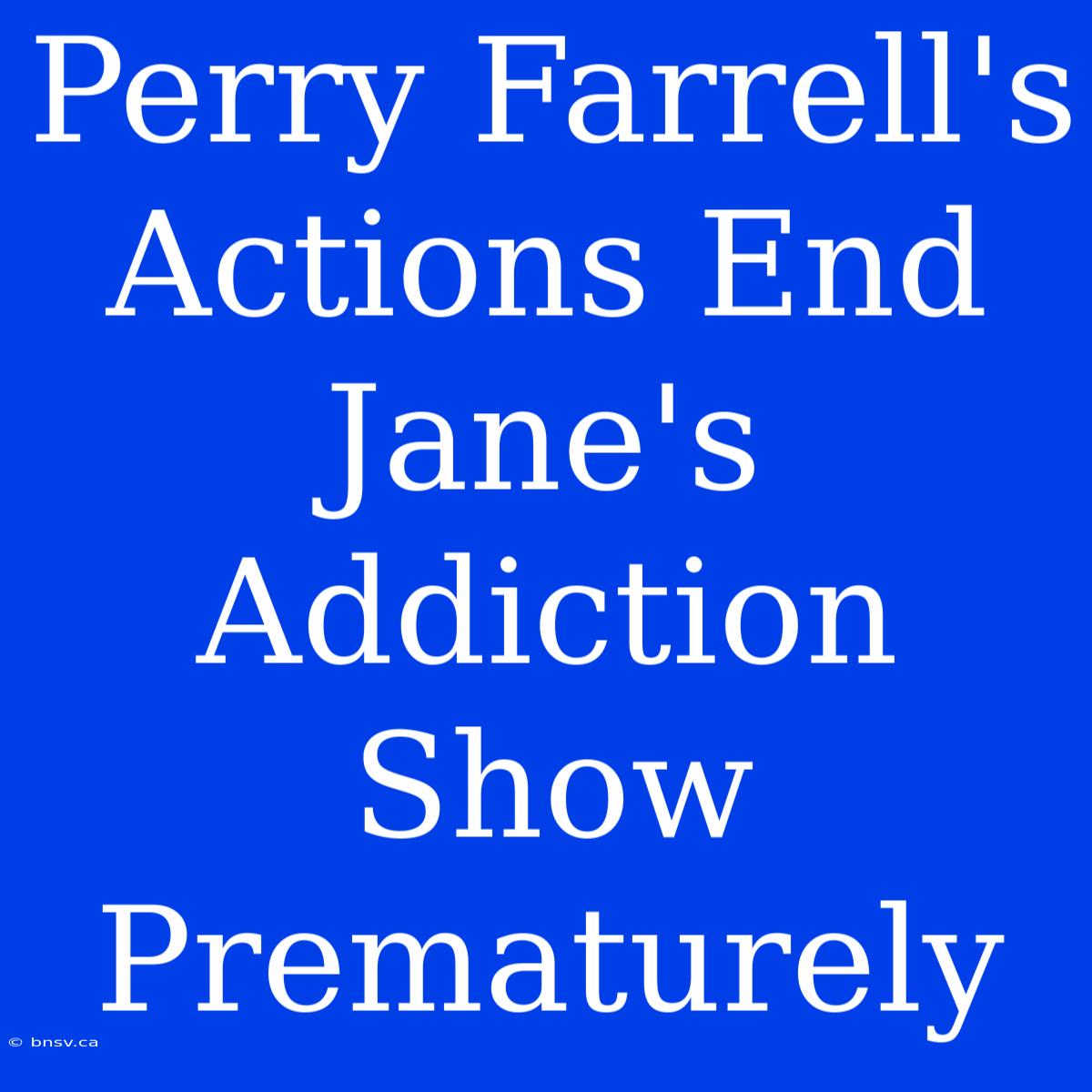 Perry Farrell's Actions End Jane's Addiction Show Prematurely