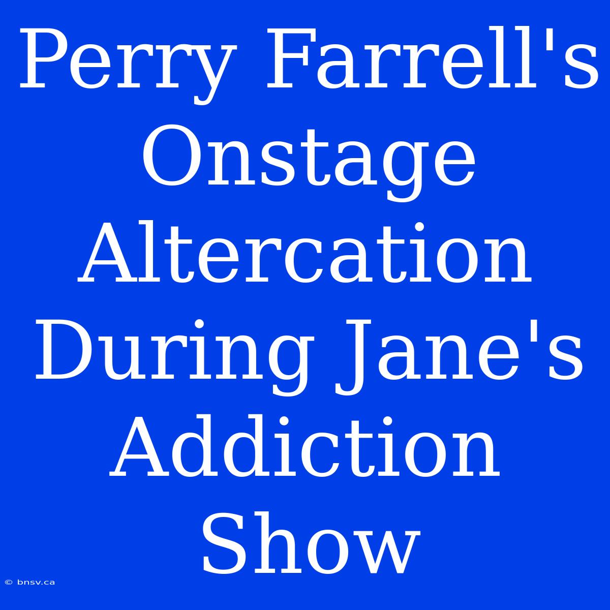 Perry Farrell's Onstage Altercation During Jane's Addiction Show