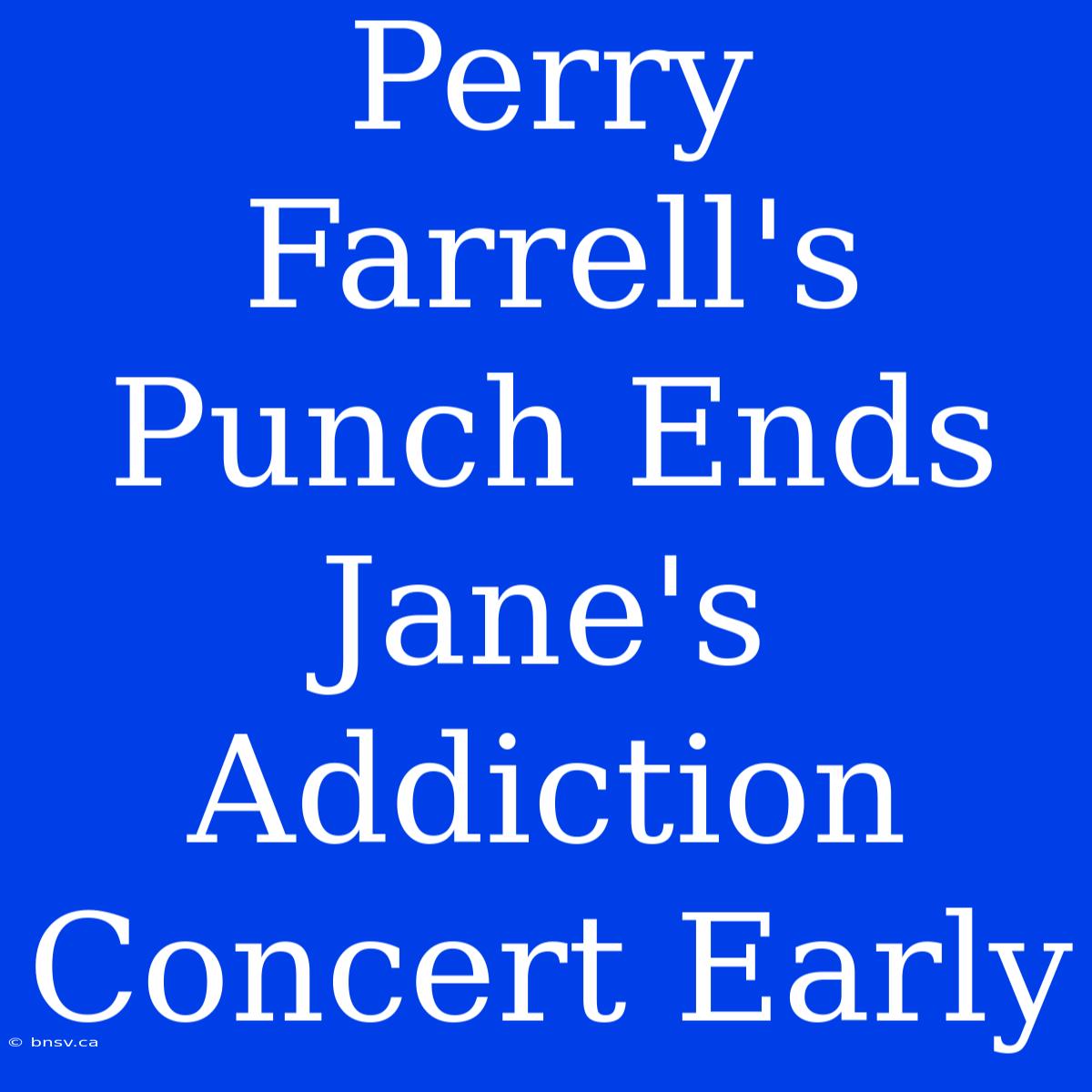 Perry Farrell's Punch Ends Jane's Addiction Concert Early