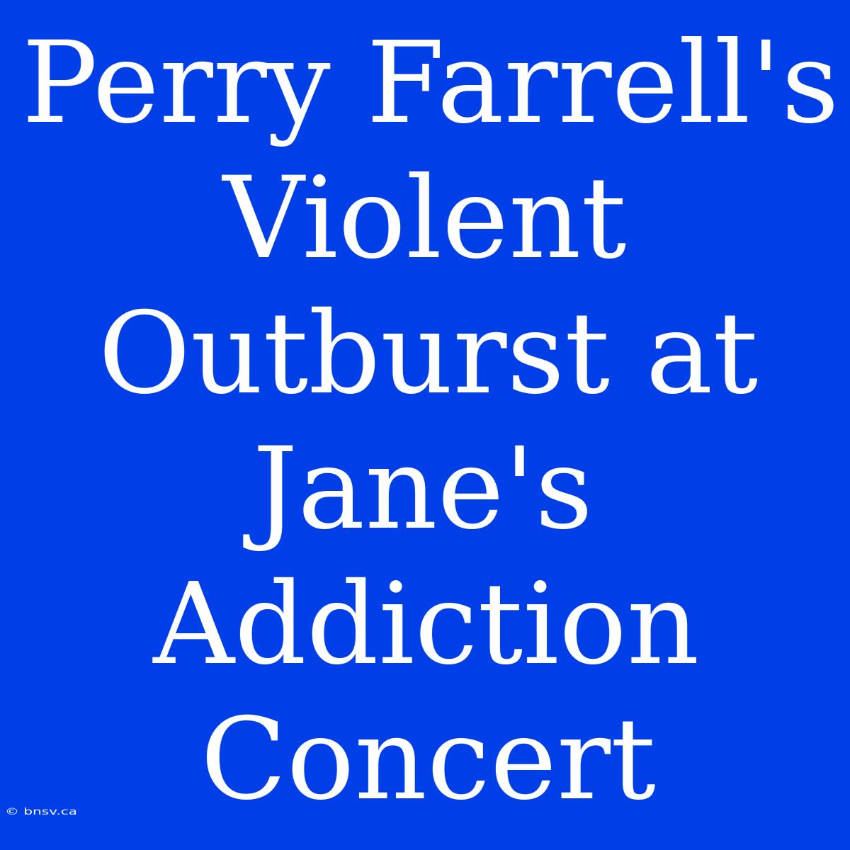 Perry Farrell's Violent Outburst At Jane's Addiction Concert