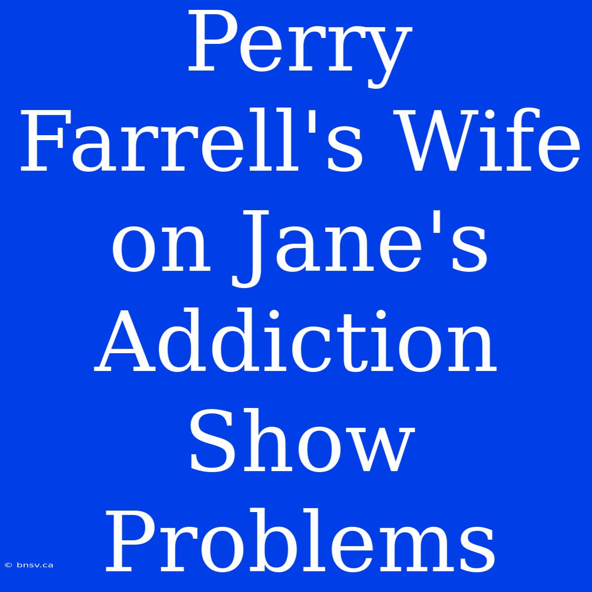 Perry Farrell's Wife On Jane's Addiction Show Problems