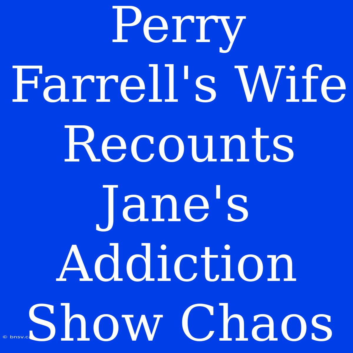 Perry Farrell's Wife Recounts Jane's Addiction Show Chaos