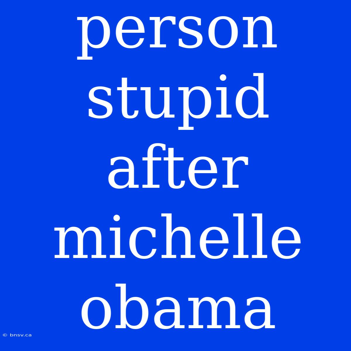 Person Stupid After Michelle Obama