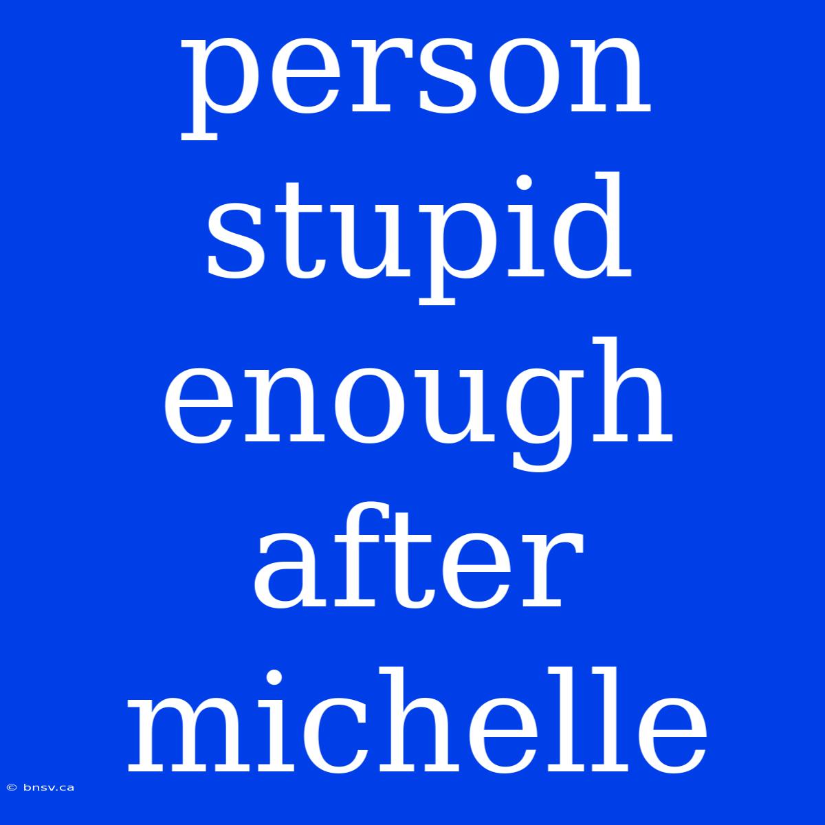 Person Stupid Enough After Michelle