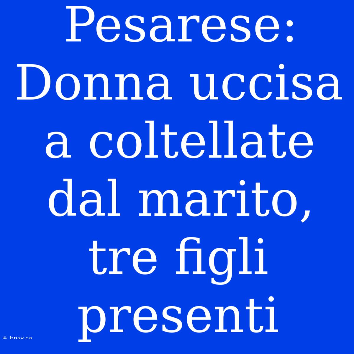 Pesarese: Donna Uccisa A Coltellate Dal Marito, Tre Figli Presenti