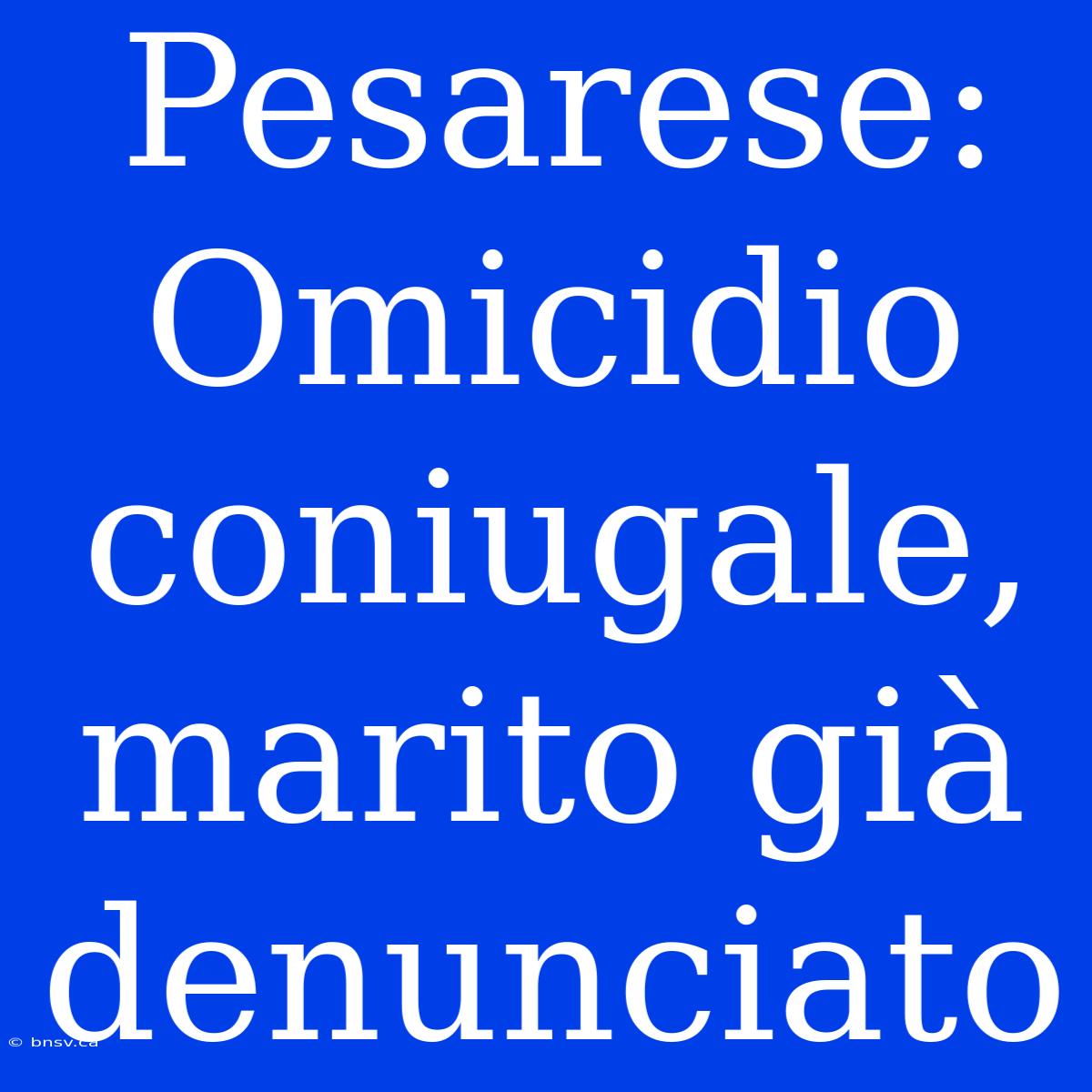 Pesarese: Omicidio Coniugale, Marito Già Denunciato