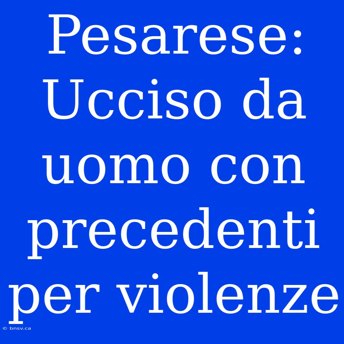 Pesarese: Ucciso Da Uomo Con Precedenti Per Violenze