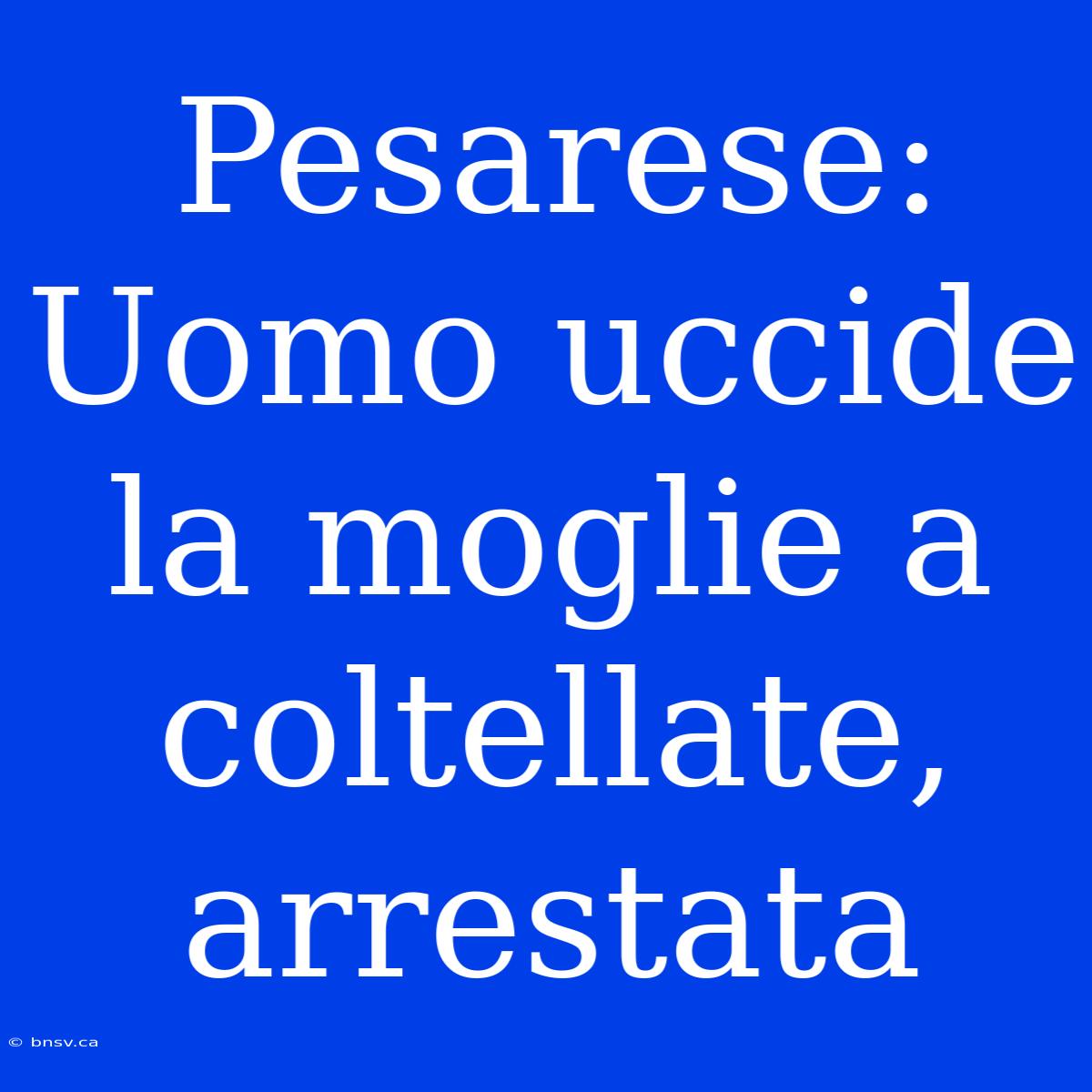 Pesarese: Uomo Uccide La Moglie A Coltellate, Arrestata