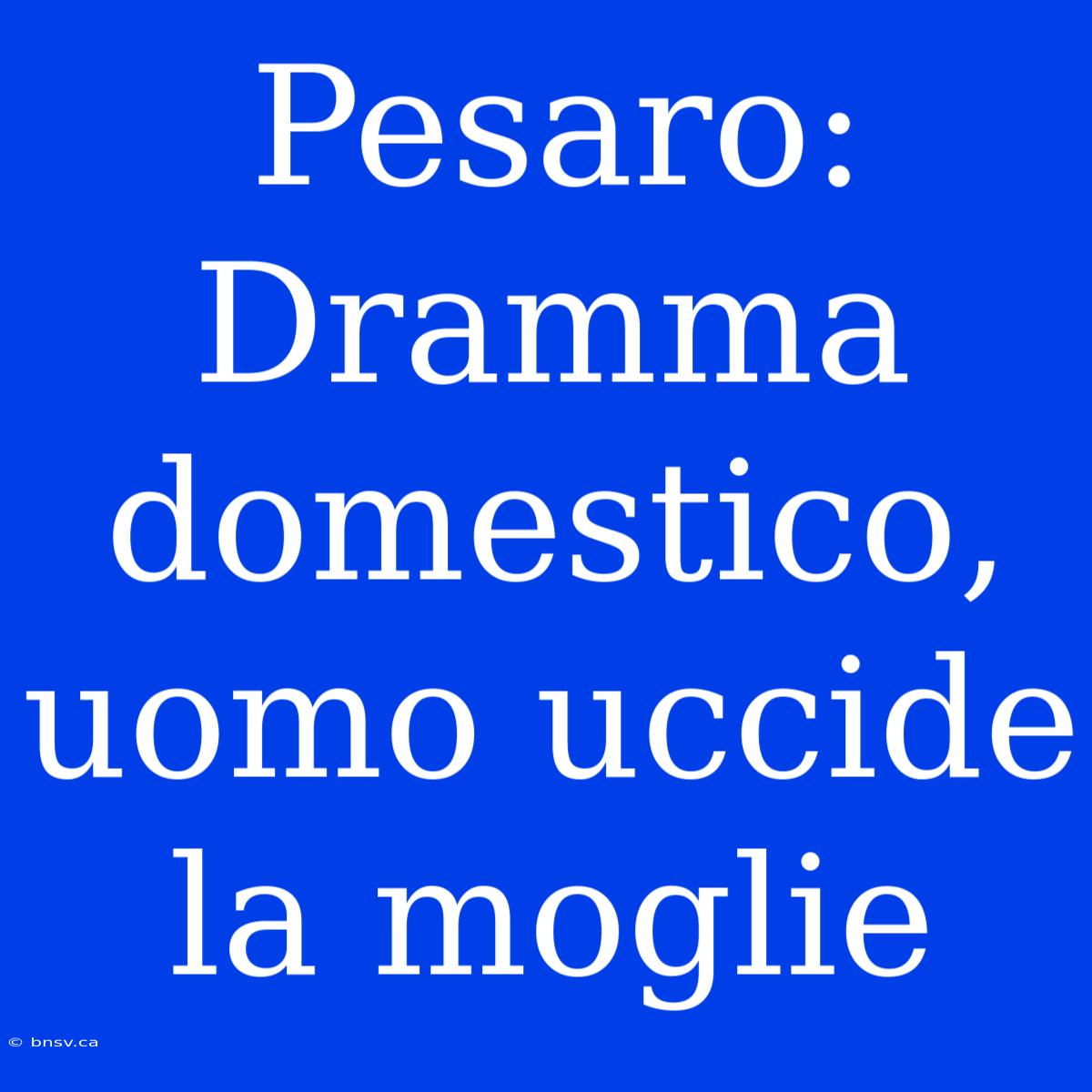 Pesaro: Dramma Domestico, Uomo Uccide La Moglie