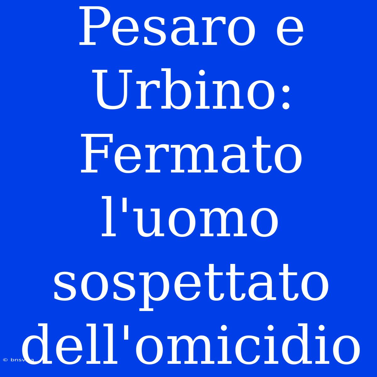 Pesaro E Urbino: Fermato L'uomo Sospettato Dell'omicidio