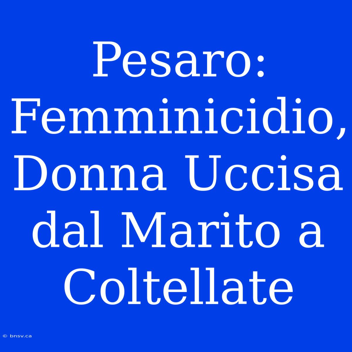 Pesaro: Femminicidio, Donna Uccisa Dal Marito A Coltellate