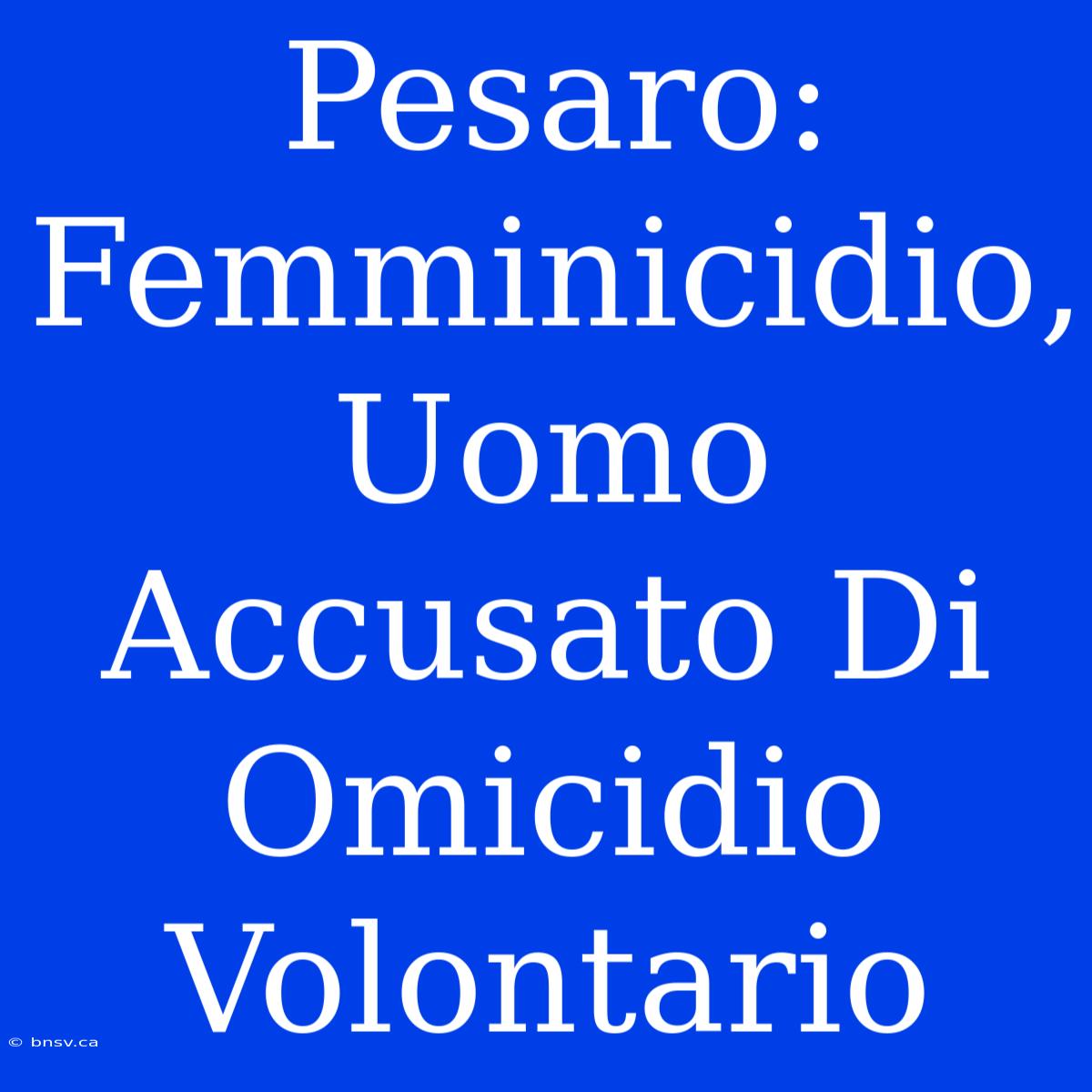 Pesaro: Femminicidio, Uomo Accusato Di Omicidio Volontario