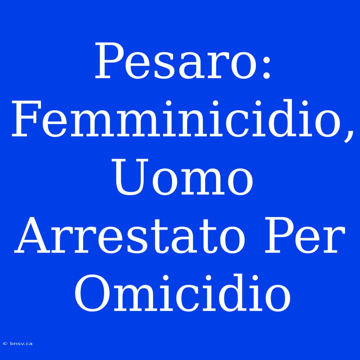 Pesaro: Femminicidio, Uomo Arrestato Per Omicidio