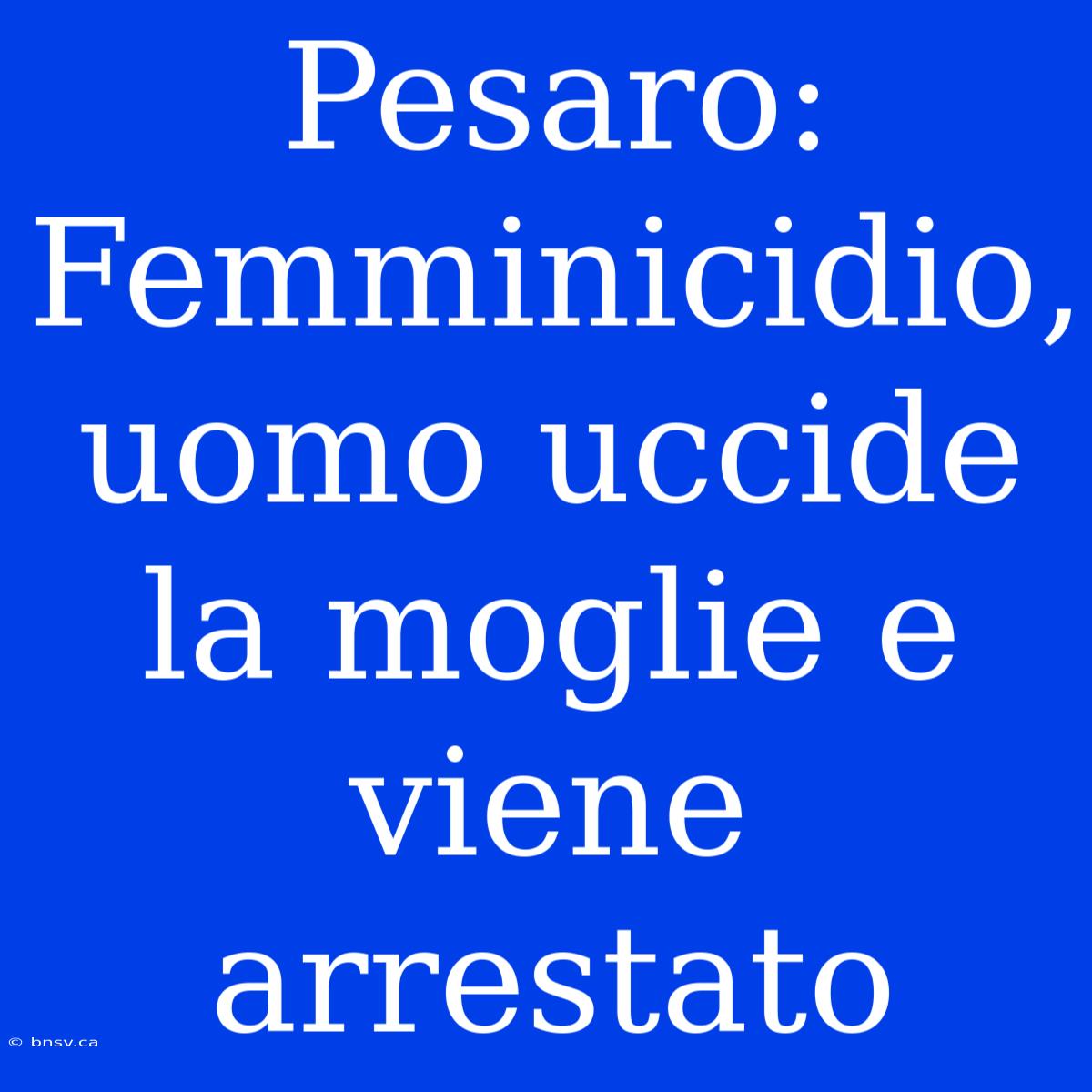 Pesaro: Femminicidio, Uomo Uccide La Moglie E Viene Arrestato