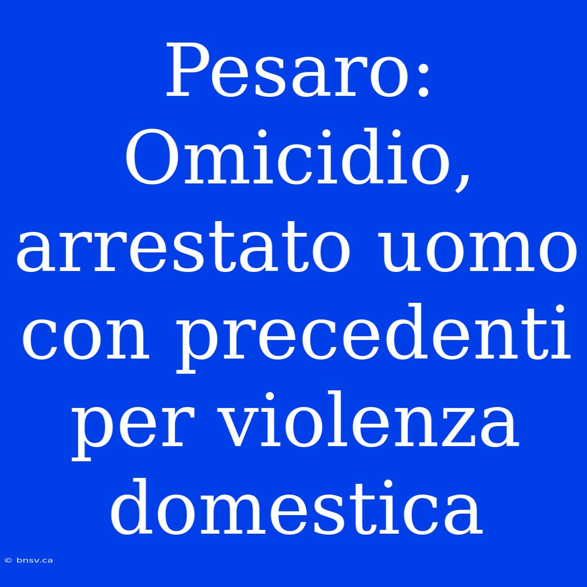 Pesaro: Omicidio, Arrestato Uomo Con Precedenti Per Violenza Domestica