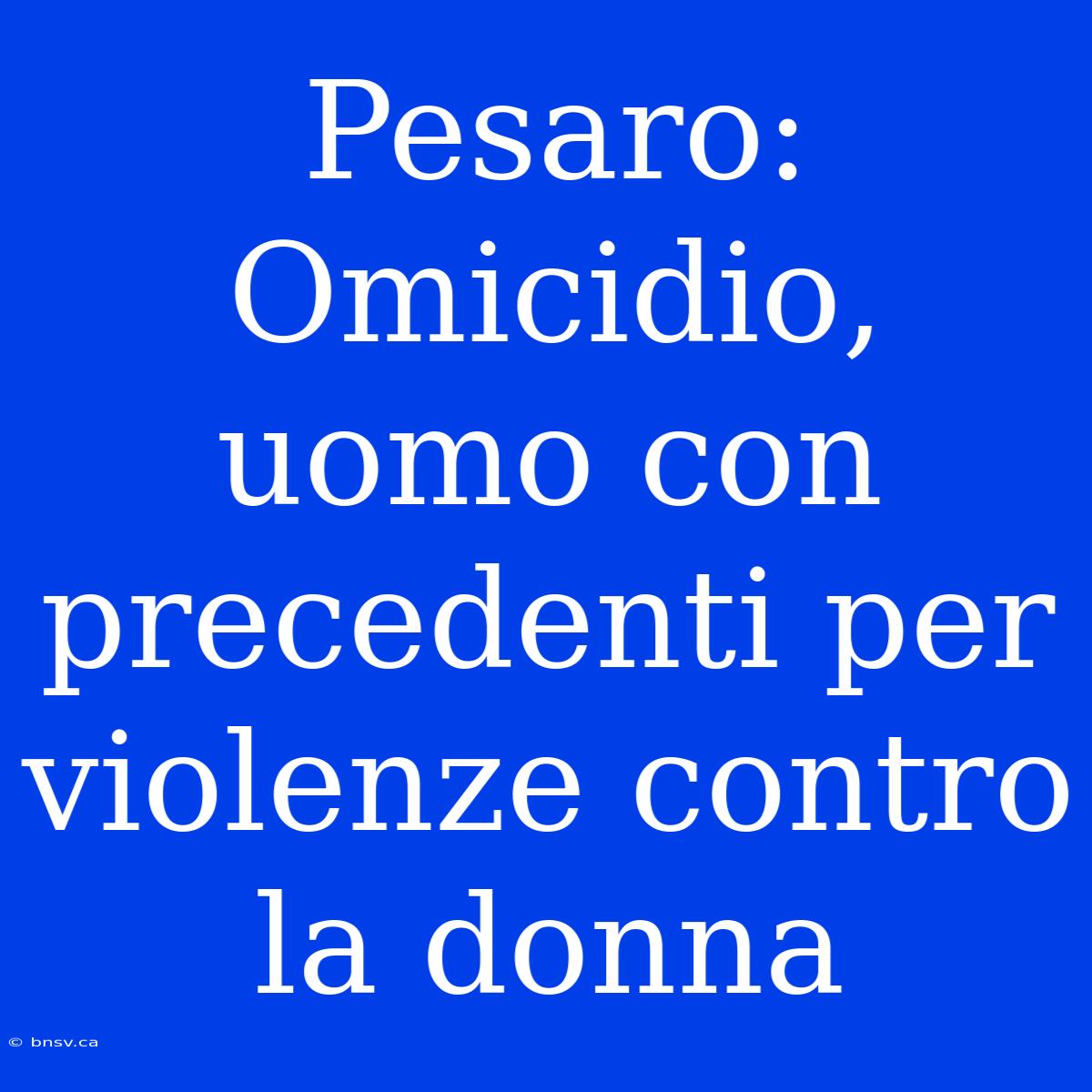 Pesaro: Omicidio, Uomo Con Precedenti Per Violenze Contro La Donna