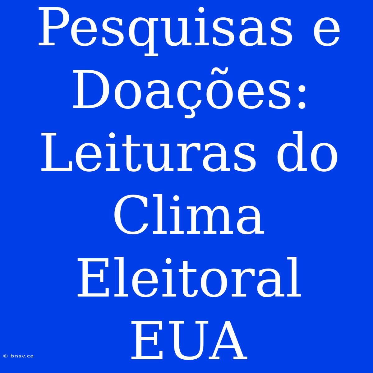 Pesquisas E Doações: Leituras Do Clima Eleitoral EUA