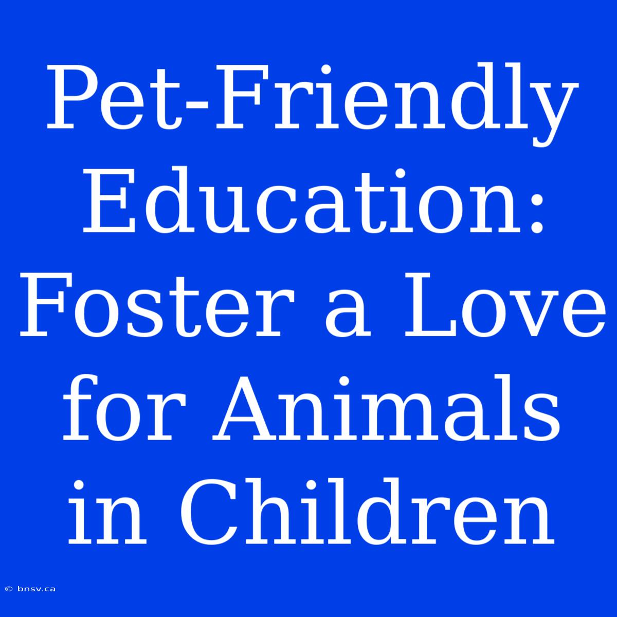 Pet-Friendly Education: Foster A Love For Animals In Children